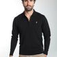 Pull col polo Marvin en coton Milano noir – Gentleman Farmer, vue 5