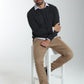 Pull col rond Luka en coton jacquard anthracite – Gentleman Farmer, vue 1