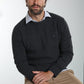 Pull col rond Luka en coton jacquard anthracite – Gentleman Farmer, vue 2
