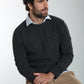 Pull col rond Luka en coton jacquard anthracite – Gentleman Farmer, vue 3