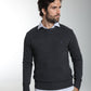 Pull col rond Luka en coton jacquard anthracite – Gentleman Farmer, vue 5