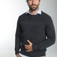 Pull col rond Luka en coton jacquard anthracite – Gentleman Farmer, vue 7