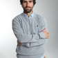 Pull col rond Luka en coton jacquard gris – Gentleman Farmer, vue 1