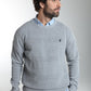 Pull col rond Luka en coton jacquard gris – Gentleman Farmer, vue 2
