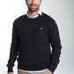 Pull col rond Luka en coton jacquard marine – Gentleman Farmer, vue 1