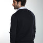 Pull col rond Luka en coton jacquard marine – Gentleman Farmer, vue 4