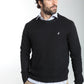 Pull col rond Luka en coton jacquard noir – Gentleman Farmer, vue 2