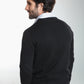 Pull col rond Luka en coton jacquard noir – Gentleman Farmer, vue 4