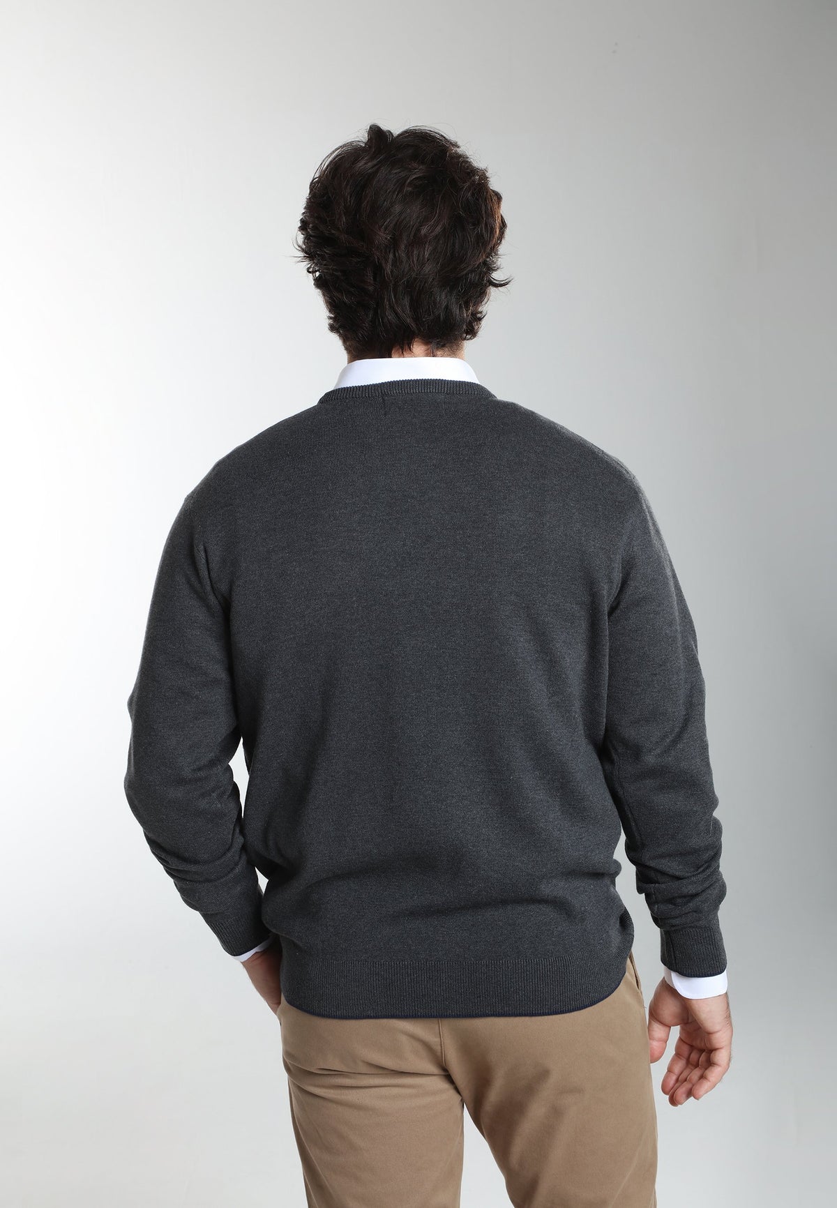 Pull col rond Maxence en coton Milano anthracite – Gentleman Farmer, vue 4