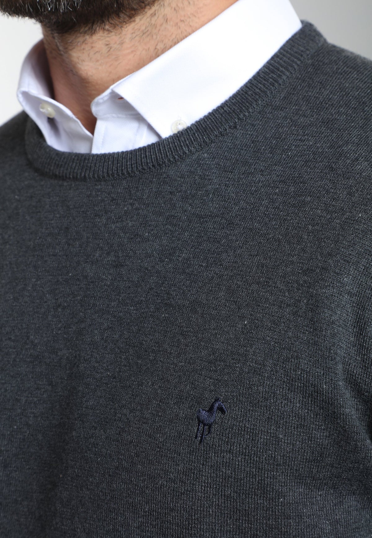 Pull col rond Maxence en coton Milano anthracite – Gentleman Farmer, vue 5