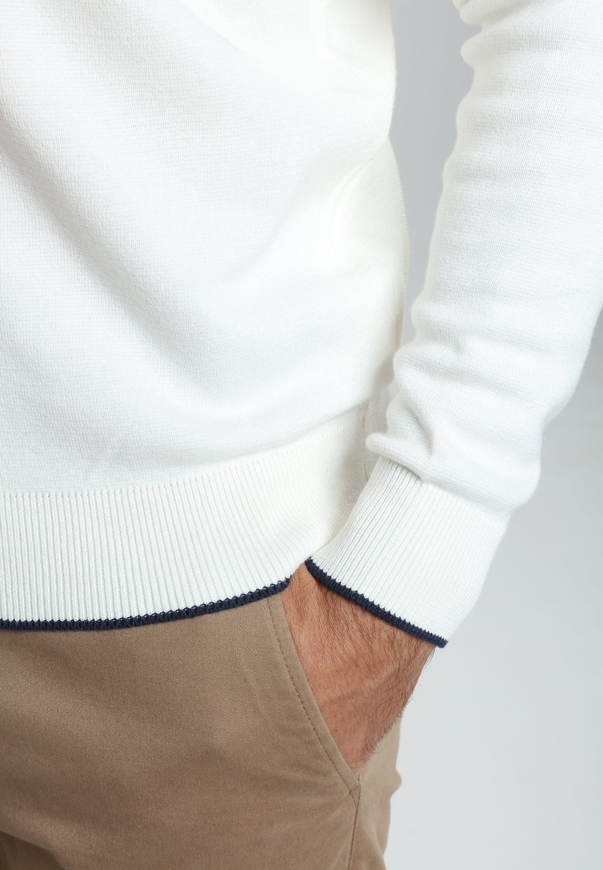 Pull col rond Maxence en coton Milano blanc – Gentleman Farmer, vue 6