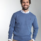 Pull col rond Maxence en coton Milano bleu – Gentleman Farmer, vue 3