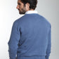 Pull col rond Maxence en coton Milano bleu – Gentleman Farmer, vue 4