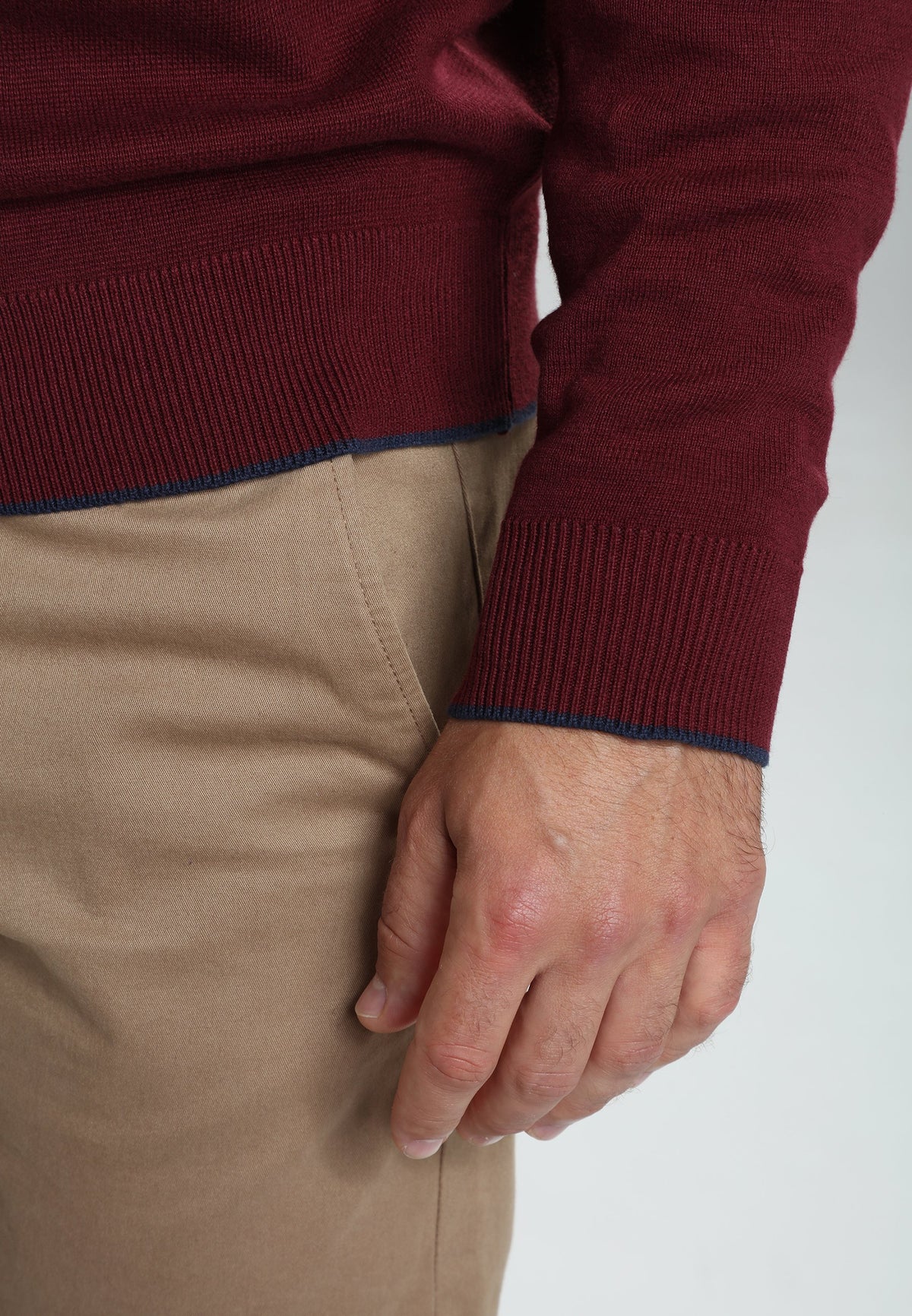 Pull col rond Maxence en coton Milano bordeaux – Gentleman Farmer, vue 7