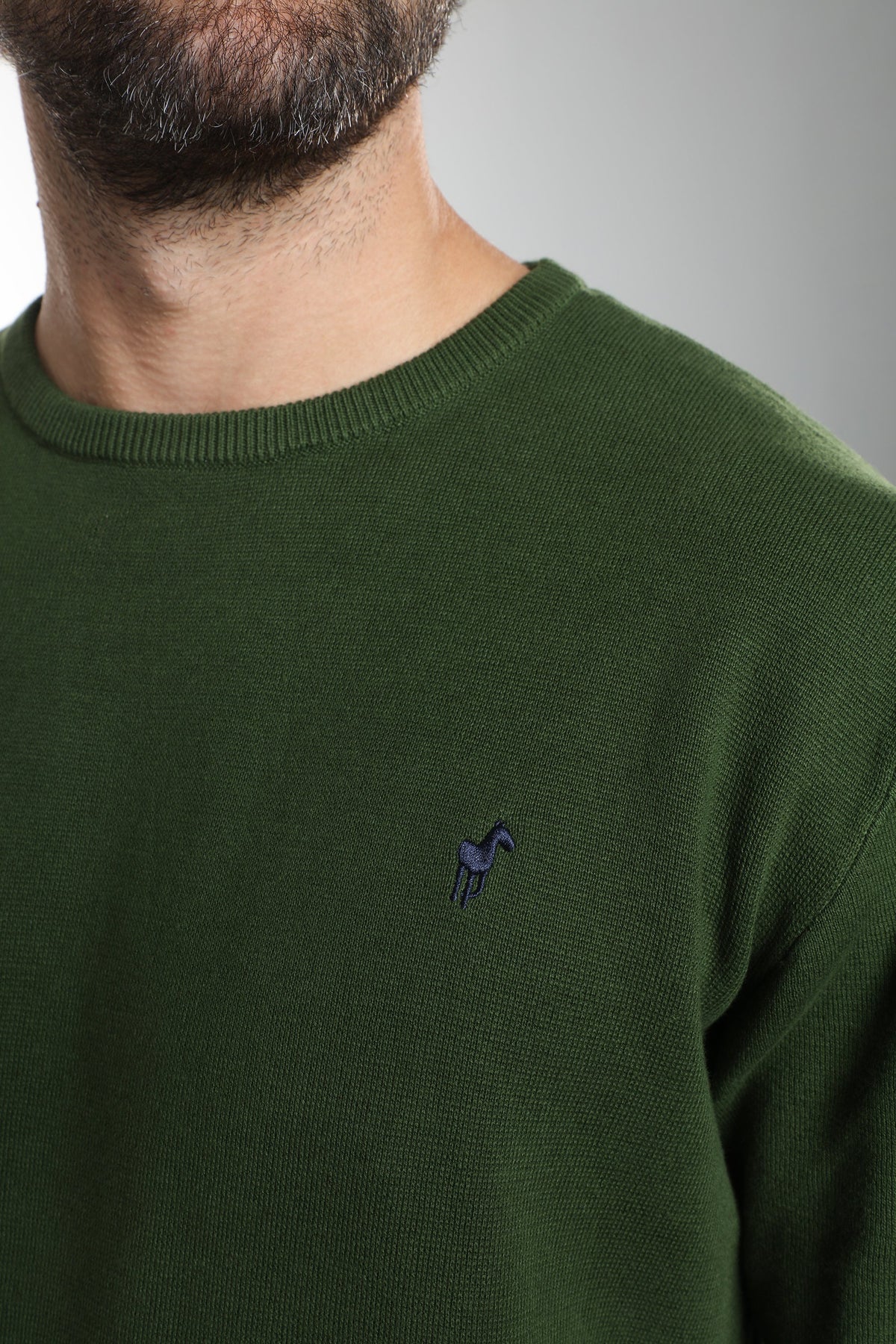 Pull col rond Maxence en coton Milano kaki – Gentleman Farmer, vue 5