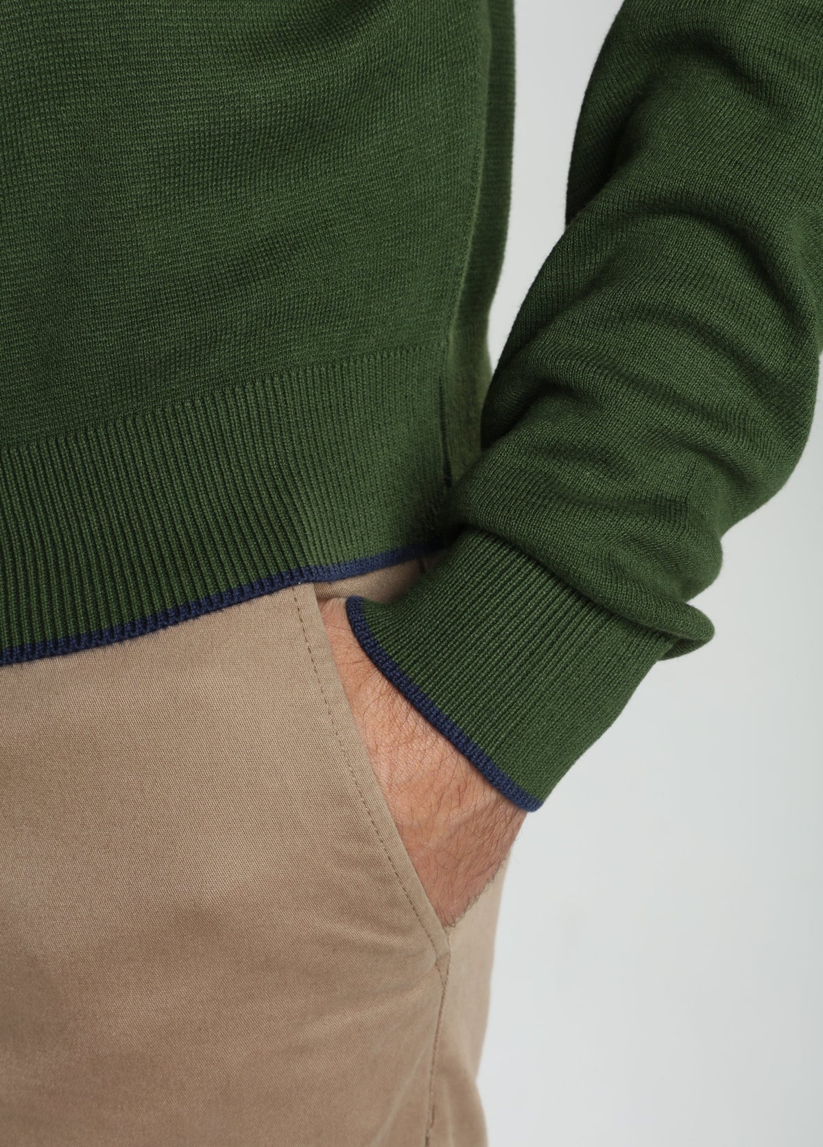 Pull col rond Maxence en coton Milano kaki – Gentleman Farmer, vue 6