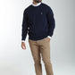 Pull col rond Maxence en coton Milano marine – Gentleman Farmer, vue 2
