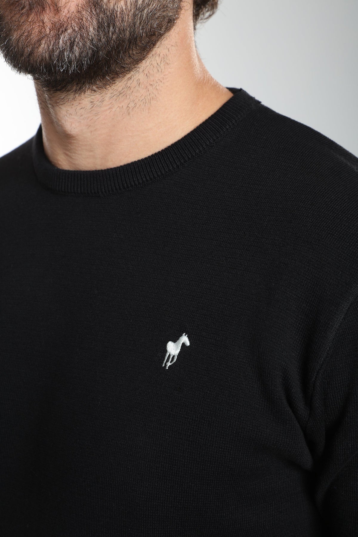 Pull col rond Maxence en coton Milano noir – Gentleman Farmer, vue 5