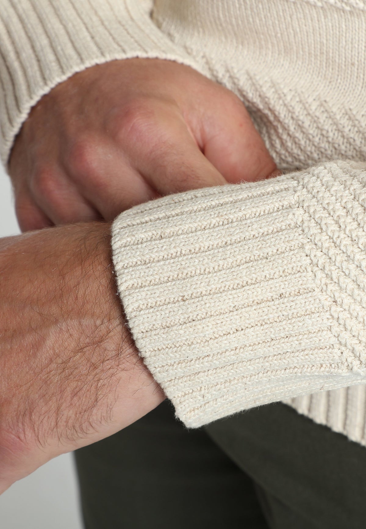 Pull col roulé Loop en coton jacquard écru – Gentleman Farmer, vue 7