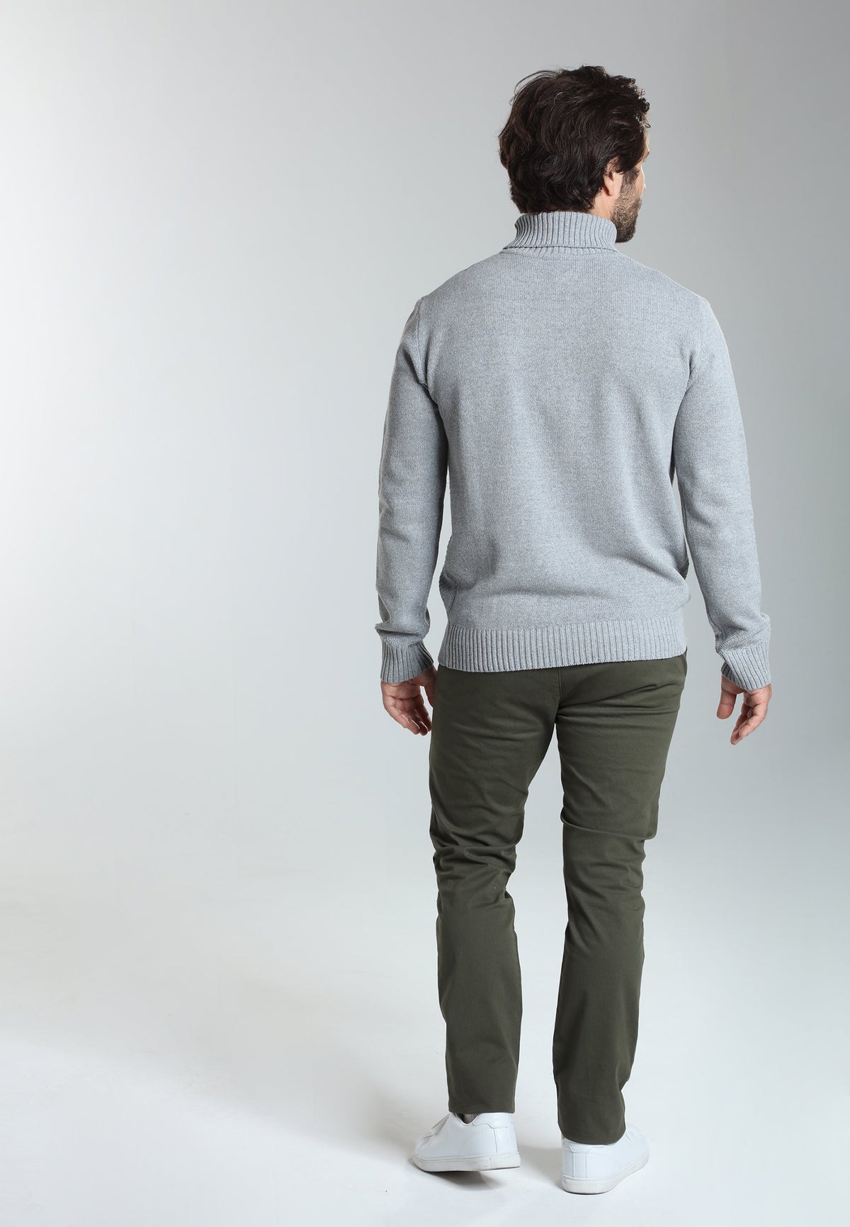 Pull col roulé Loop en coton jacquard gris – Gentleman Farmer, vue 3