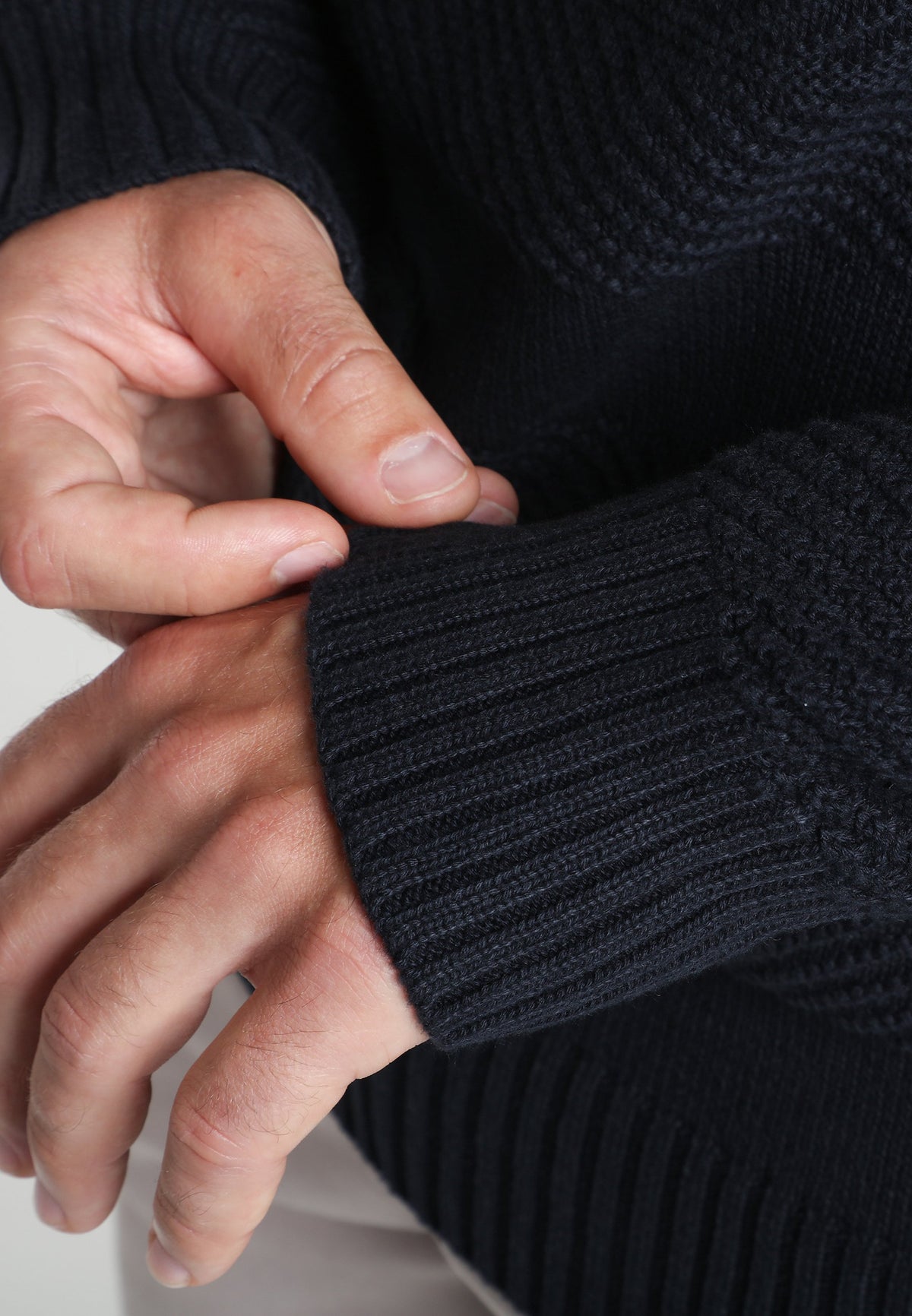 Pull col roulé Loop en coton jacquard marine – Gentleman Farmer, vue 7