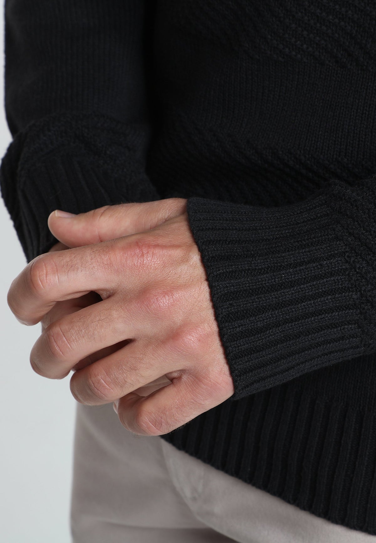 Pull col roulé Loop en coton jacquard noir – Gentleman Farmer, vue 7