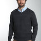 Pull col V Lucky en coton jacquard anthracite – Gentleman Farmer, vue 1