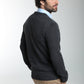 Pull col V Lucky en coton jacquard anthracite – Gentleman Farmer, vue 4