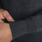Pull col V Lucky en coton jacquard anthracite – Gentleman Farmer, vue 5