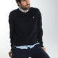 Pull col V Lucky en coton jacquard marine – Gentleman Farmer, vue 11