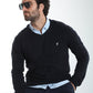 Pull col V Lucky en coton jacquard marine – Gentleman Farmer, vue 8